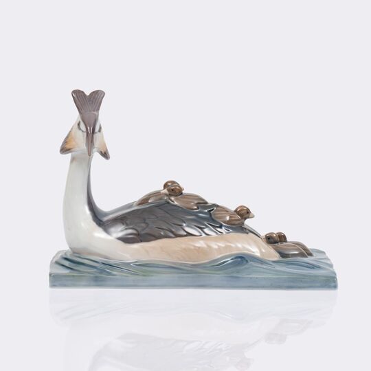 Karl Otto Johansen - A Great Crested Grebe with Chicks