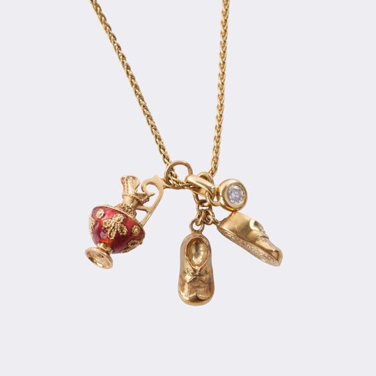 Gold Necklace with three Pendants