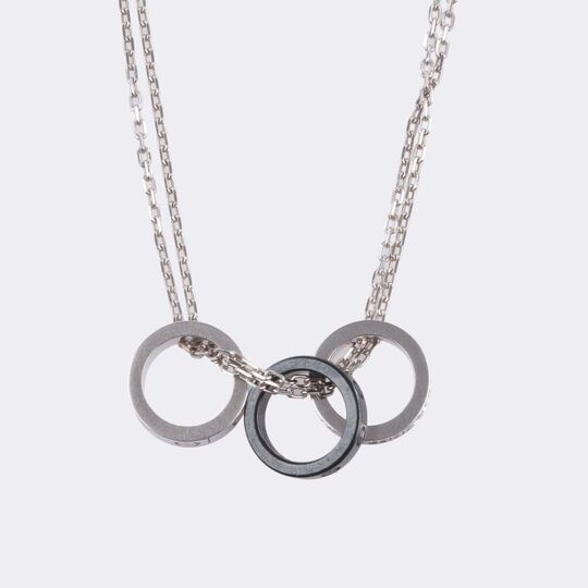  Cartier - Three 'Love Diamond Pave' Pendant on Chain