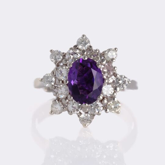 Amethyst Diamond Ring