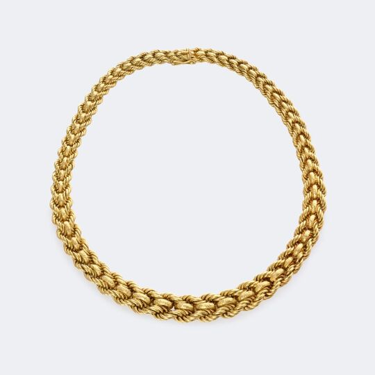 Gold Necklace with Braided Design