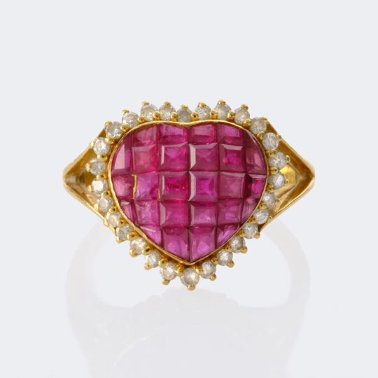 Ruby Diamond Heart Ring
