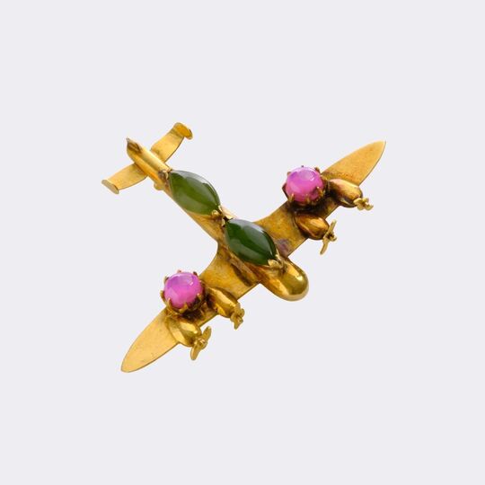 Ruby Nephrite Brooch 'Plane'
