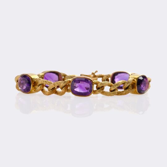 Vintage Gold Bracelet with Amethysts