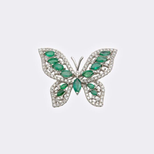 Emerald Diamond Brooch 'Butterfly'