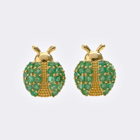 Pair of Emerald Earstuds 'Ladybug'
