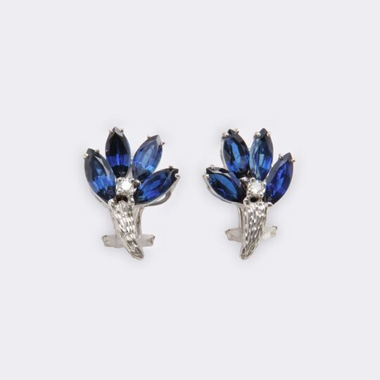 Pair of Sapphire Diamond Earrings