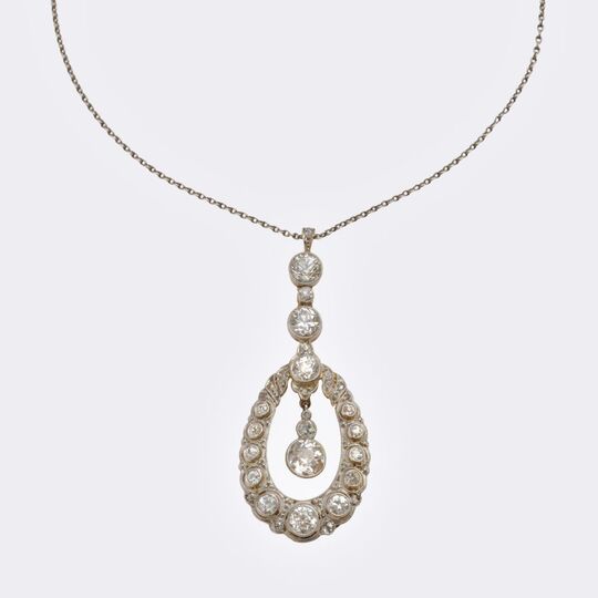 Art Nouveau Diamond Pendant on Chain