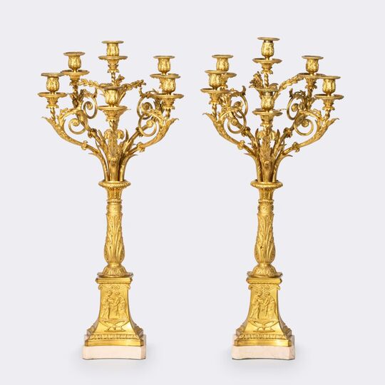 Pair of six-armed Louis-Philippe candelabra