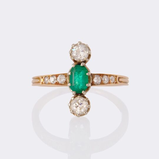 Art Nouveau Emerald Diamond Ring