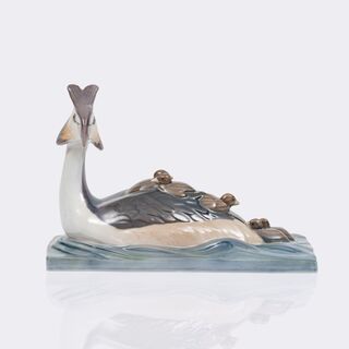 Karl Otto Johansen - A Great Crested Grebe with Chicks