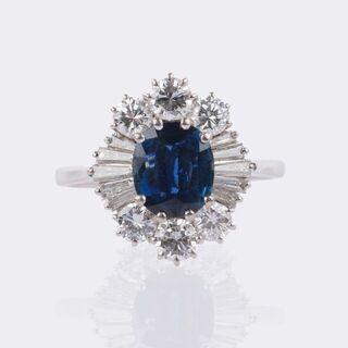  - Sapphire ring with diamonds