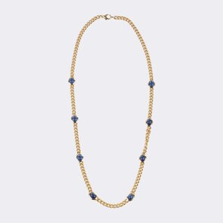 - Classic Curbchain with Sapphire Cabochons