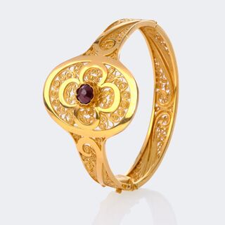  - Garnet Bangle with Filigree Ornament