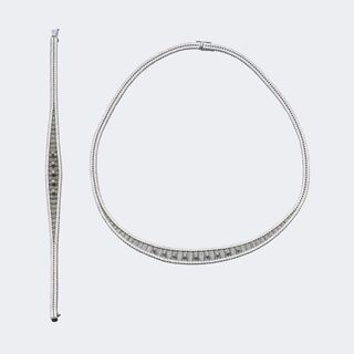 - Diamond Jewellery Set: Necklace and Bracelet