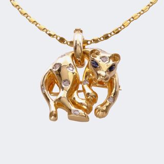  - Diamond Sapphire Pendant 'Panther' with on chain