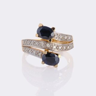  - Sapphire Diamond Cross Over Ring