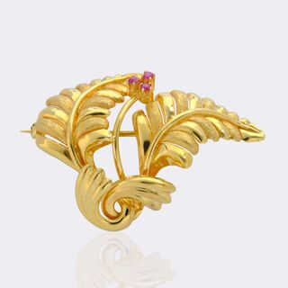  - Floral leaf brooch