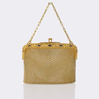 Tiffany & Co. - Art Nouveau Gold Bag 'Sac de Soirée' with Sapphire Diamond Clasp 'Magnolia'