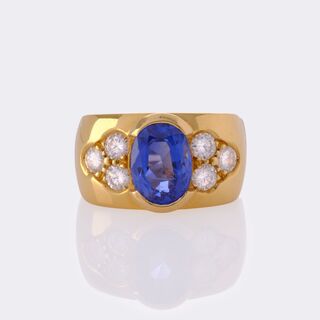  - Natural Ceylon Sapphire Diamond Ring