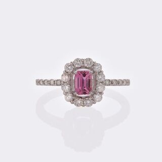  - Natural Pink Sapphire Ring with Diamonds