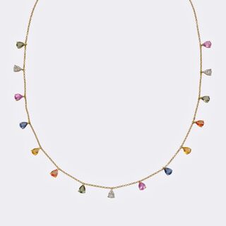  - Multicoloured Sapphire Necklace with Diamonds