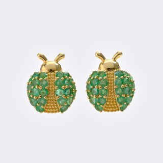  - Pair of Emerald Earstuds 'Ladybug'