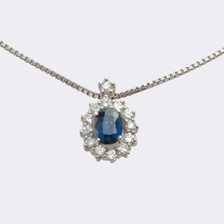  - Small Sapphire Diamond Pendant on Necklace