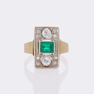  - Art Deco Emerald Diamond Ring
