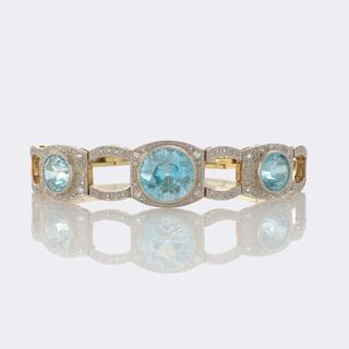  - Art Nouveau Bracelet with Natural Zircons of reversible Colour Change and Diamonds