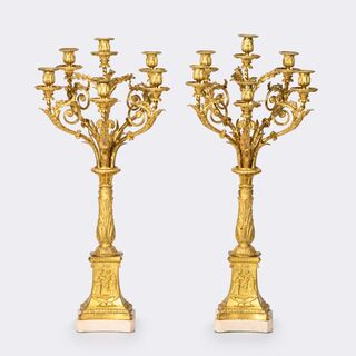  - Pair of six-armed Louis-Philippe candelabra