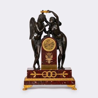  - Large Empire Clock 'Cupid and Psyche' after Claude Michallon