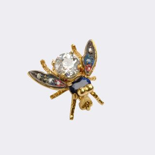  - Small Art Nouveau Brooch 'Fly' with Old Cut Diamond and Sapphire