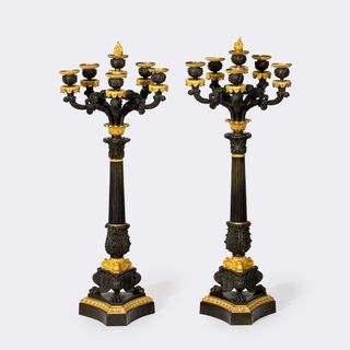  - Pair of large five-arm Louis-Philippe candelabra