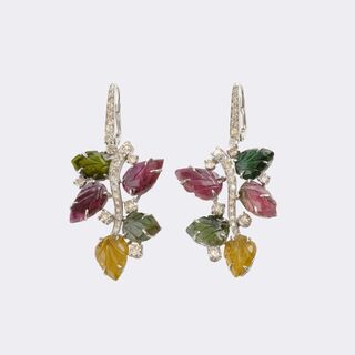  - Pair of multicoloured Tourmaline Diamond Earrings