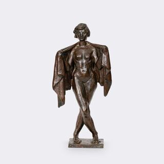 Curt Beckmann - Standing female nude with cloth