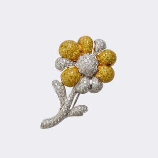  - Bicolour Fancy Diamond Flower Brooch