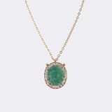 Emerald brilliant pendant with flower decoration on chain - image 3