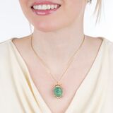 Emerald brilliant pendant with flower decoration on chain - image 4