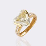 Fancy Yellow Diamond Heart Ring - image 2