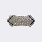 Art déco Diamond Sapphires Brooch - image 1