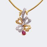 Ruby D​diamond Pendant on Chain - image 1