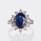 Natural Sapphire Ring with Diamonds - image 1