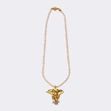 Diamond Gold Pendant 'Elephant' on Pearl Necklace - image 2