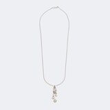 Art Nouveau Pearl Diamond Pendant on Chain - image 2
