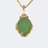 Art Nouveau Serpentine Pendant with Pearls on Chain - image 1