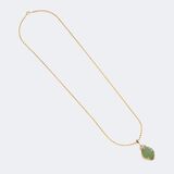 Art Nouveau Serpentine Pendant with Pearls on Chain - image 2