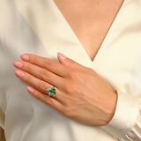 Emerald ring with diamonds and moonstone - image 3