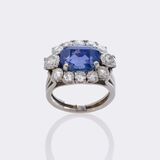Natural Ceylon Sapphire Ring with Diamonds - image 3