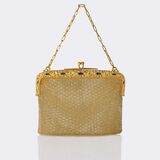 Art Nouveau Gold Bag 'Sac de Soirée' with Sapphire Diamond Clasp 'Magnolia' - image 1